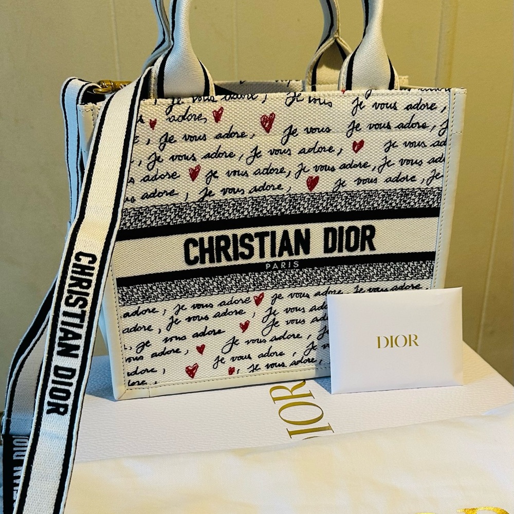 Dior White and Black Tote Bag